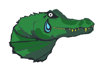 Fototapeta premium Crocodile Alligator Head Green face Logo Isolated Dangerous Animal
