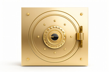 The metallic bank vault door on a white background isolated on white with clipping path. Generated AI