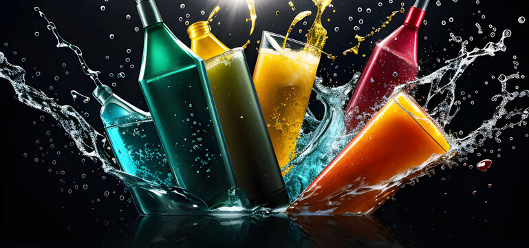 Kolorowe drinki abstrakcja. Generative AI