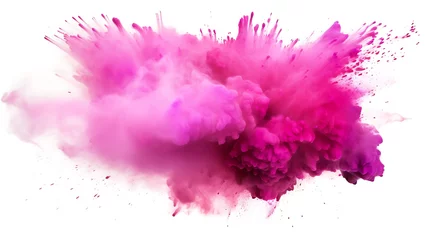  Pink holi paint splash, color powder explosion, white background © John