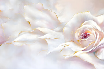 Białe pastelowe tło kwiatowe. Generative AI - obrazy, fototapety, plakaty