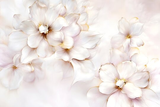 Białe tło kwiatowe. Pastelowy kwiat. Generative AI