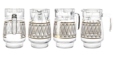 Images of a glass pitcher on a white background