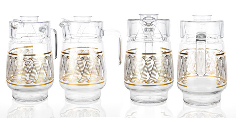 Images of a glass pitcher on a white background