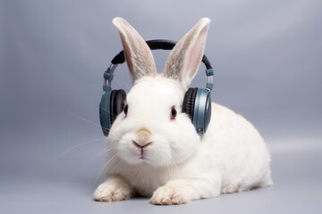 Melodic Flop: A Rabbit in Headphones Discovers the Joy of Harmonious Serenades