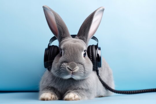 Furry Playlist: A Rabbit in Headphones Bounces to the Catchy Beats of Melodic Bliss