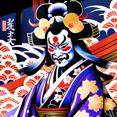 Fototapeta na wymiar Mesmerizing Kabuki: Capturing the Captivating World of Ukiyo-e Theate