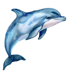 dolphin jumping out of water watercolor illustration isolated on white background Generative AI	