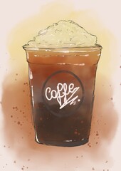 Coffee drink frappucino dessert cold with crusher ice and cream
