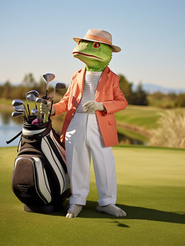 A Lizard Dressed up as a Golfer on a Golf Course | Generative AI