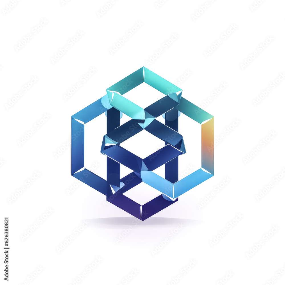 Poster an image depicting a logo of blockchain on a clear white background is seen.