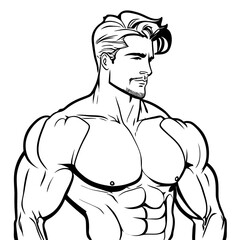 Fototapeta na wymiar illustration of a bodybuilder VECTOR LINE ART
