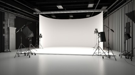 a modern studio room for shooting photos and videos - obrazy, fototapety, plakaty