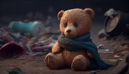 Showing sad bear sitting in the image 