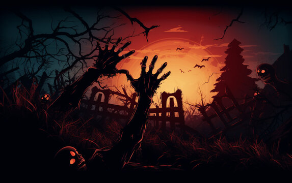 Halloween wallpaper with zombie hand