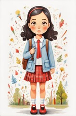 Back to school: Happy Caucasian girl, backpack, first day
| Generative AI