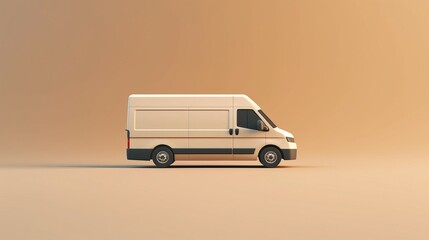 Minimalist Courier Van on Light Background. AI generated