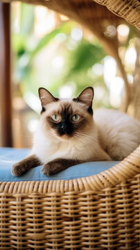 siamese kitten relaxing in a bed on a sunny day Cat photography