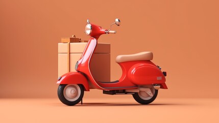 Delivery Scooter with Package. AI generated