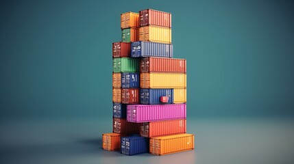 Simple Shipping Container Stack. AI generated