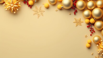  a christmas background with gold and silver ornaments and snowflakes.  generative ai