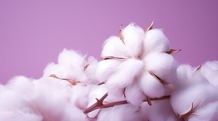  a close up of a bunch of cotton on a purple background.  generative ai
