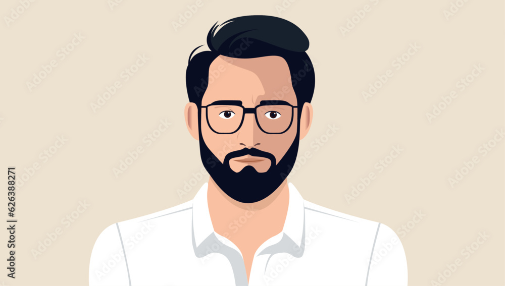 Aufkleber man vector portrait - male person face and upper body in front view. flat design vector character il