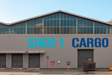 Modern warehouse building in the port