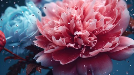  a close up of a flower with water droplets on it.  generative ai