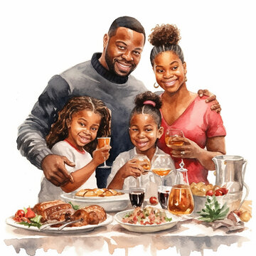 Black Family Christmas Holiday Celebration - Generative AI