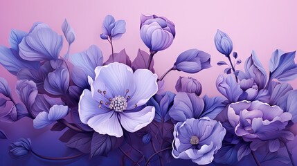  a painting of purple flowers on a pink and purple background.  generative ai