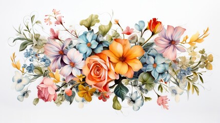 a painting of a bouquet of flowers on a white background.  generative ai