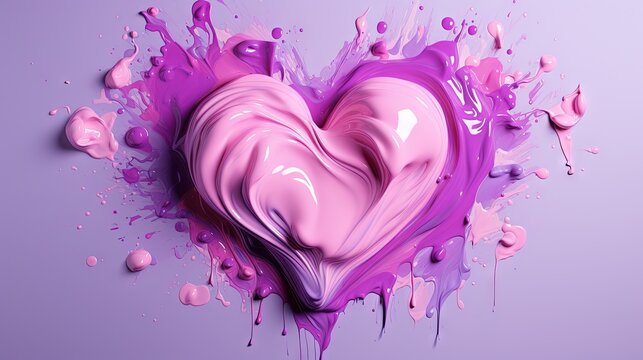  a heart shaped object with purple and pink paint on it.  generative ai