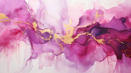  a painting of purple and yellow colors on a white background.  generative ai
