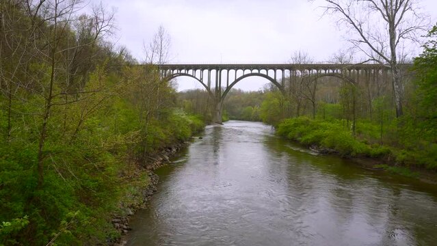 Brecksville-Northfield High Level Bridge in Cuyahoga Valley National Park in Ohio. Cuyahoga River