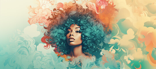 Woman banner, afroamerican. Lifestyle, women's day, march 8, celebrate, beauty, pride