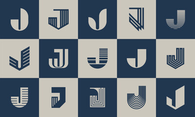 Bundle of creative business letter J logo icon