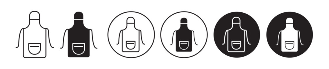 apron icon set. housewife kitchen apron vector symbol. chef cooking outfit apron web sign.