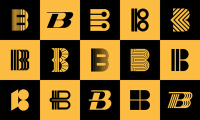 Minimalist line letter B logo design branding