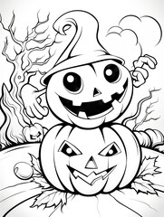 Halloween colouring page with a pumpkin as the subject