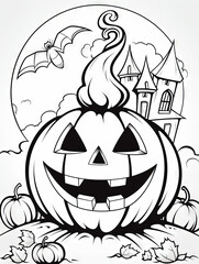 Halloween colouring page with a pumpkin as the subject