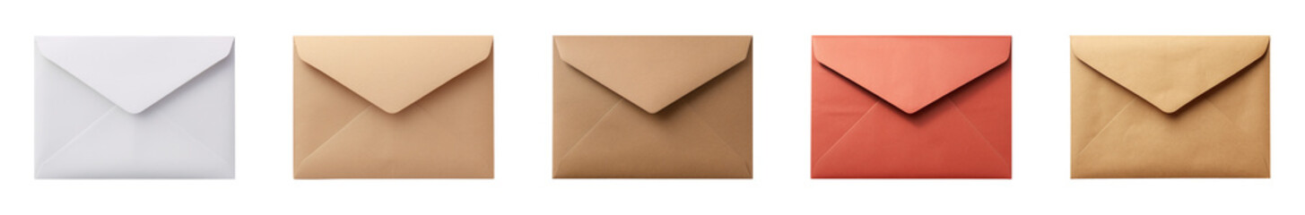 Paper mail envelopes on a transparent background. Generative AI - obrazy, fototapety, plakaty