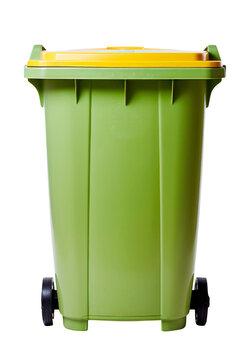Green Plastic Dumpster. Front View Illustration. Ai Generative