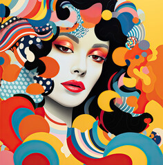 Illustration that has a wave and colorful pattern, in the style of bold pop art creator AI Generative