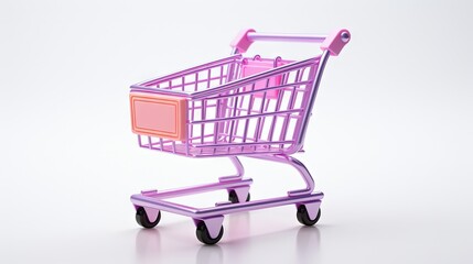  a purple shopping cart with a pink basket on the front.  generative ai