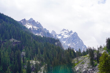Aerial view of Jenny lake from inspiration point  at Grand Teton National Park