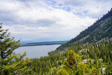 Aerial view of Jenny lake at Grand Teton National Park
