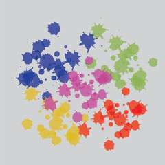 Abstract watercolor on white and black background. The color splashes on the paper. It is hand-drawn.