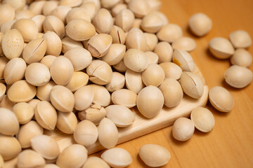Pile of ginkgo seed nut close up