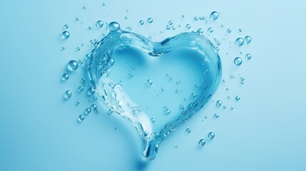 Fototapeta na wymiar a heart made of water on a blue background with bubbles. generative ai